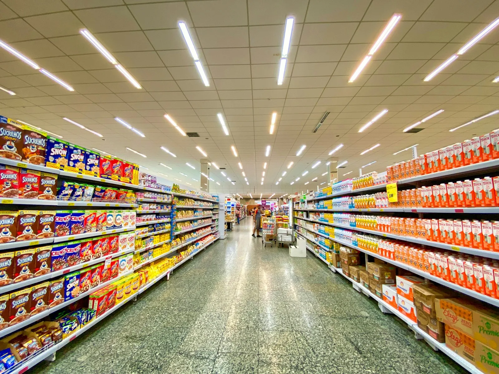 A view of supermarket aisles