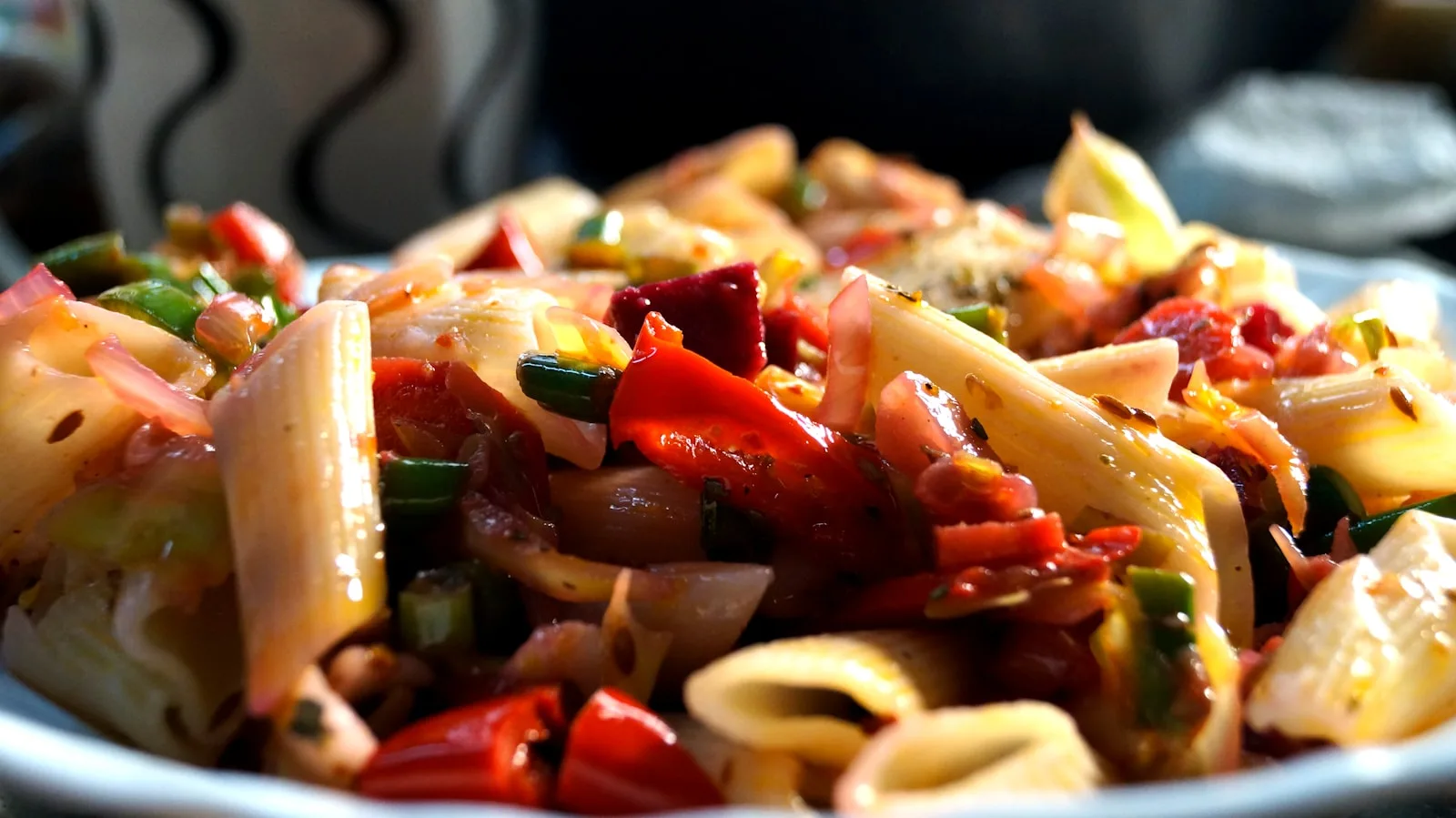 A plate with pasta plated very nicely