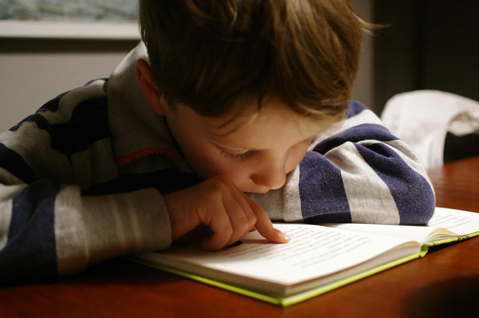Photo of a child studying for school
