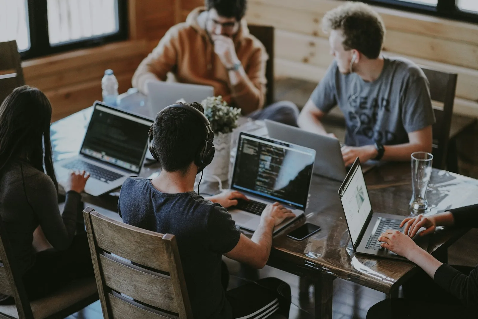 A group of people studying together