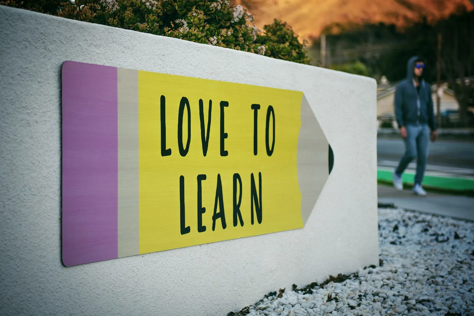 A street sign with the words “Love to Learn” written on top of it