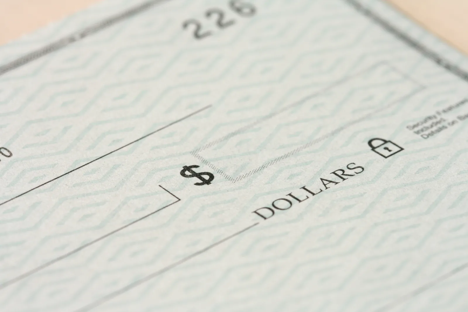 Photo of a paycheck that is to be paid to an employee